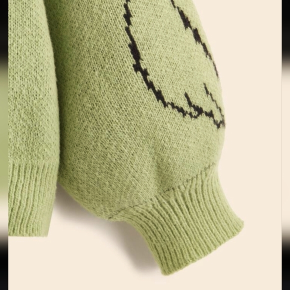 Abstract Cat Military Green Long Sleeve Crewneck Pullover Sweater - Picture 9 of 11